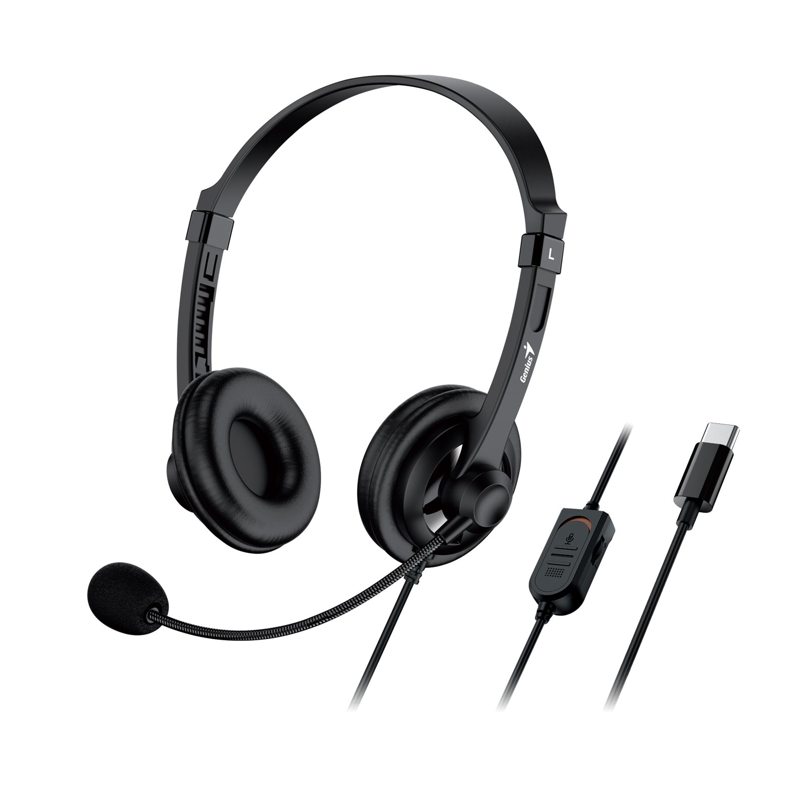 Genius HS-230U Headset with Mic, USB-C Connection, Plug and Play, Adjustable Headband and microphone with In-line Volume Control, Black Genius HS-230U Headset with Mic, USB-C Connection, Plug and Play, Adjustable Headband and microphone with In-line Volume Control, Black